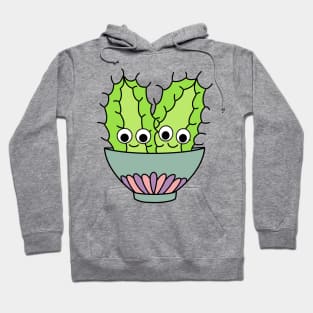 Cute Cactus Design #245: Prickly Pear Cacti In Dainty Bowl Hoodie